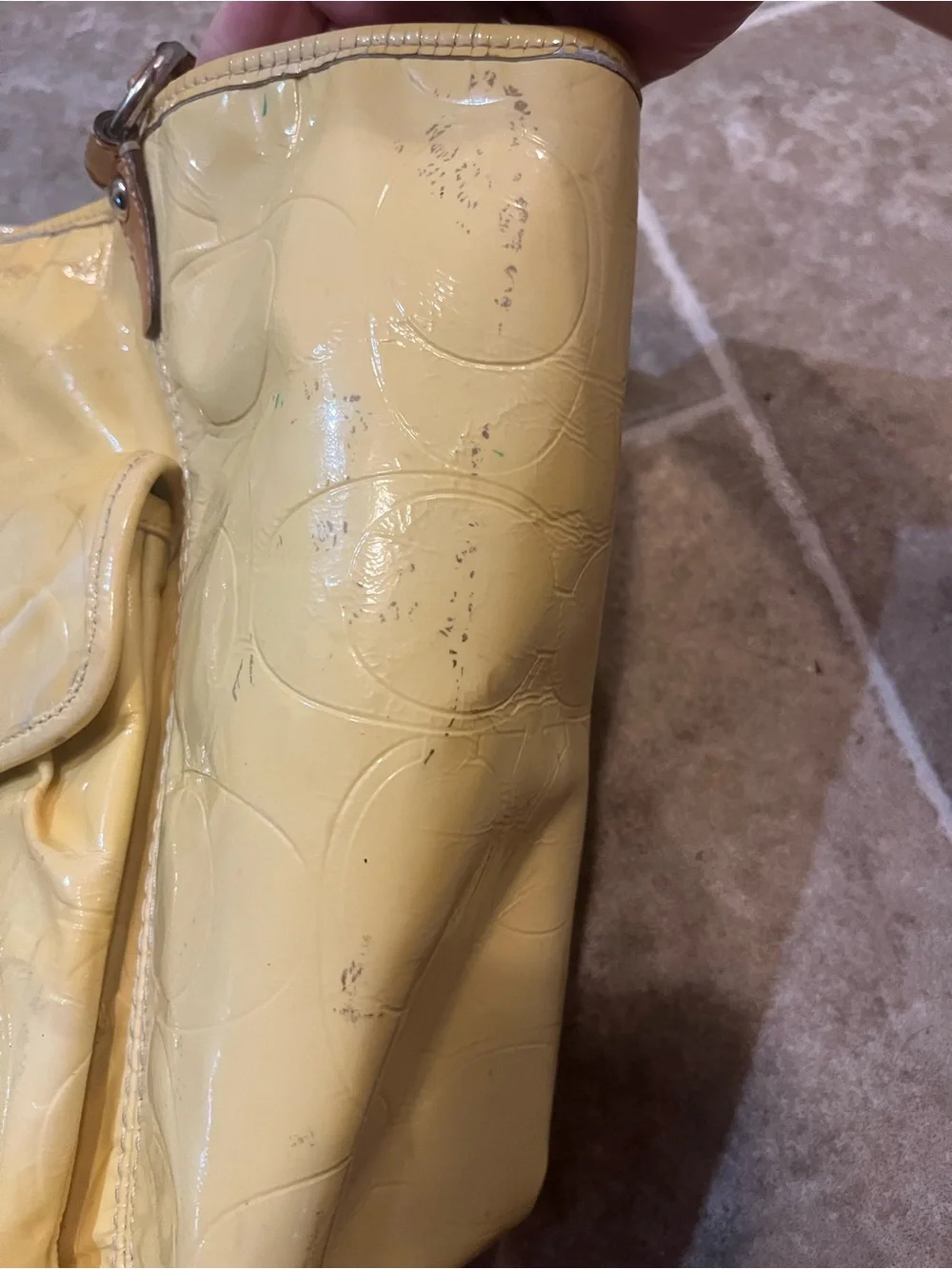 Yellow Coach Leah Patent Tote F14663